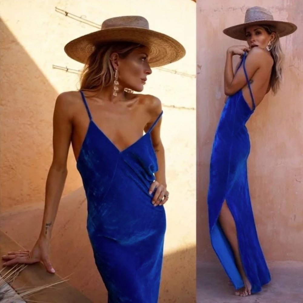 Rat & Boa Blue Velvet Sahara Dress